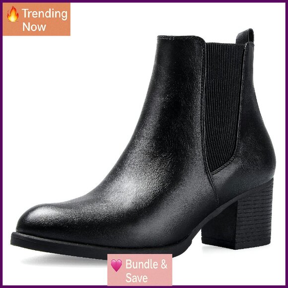 Women's Chunky Heel Chelsea Boots Slip On Elastic Sided Ankle Booties